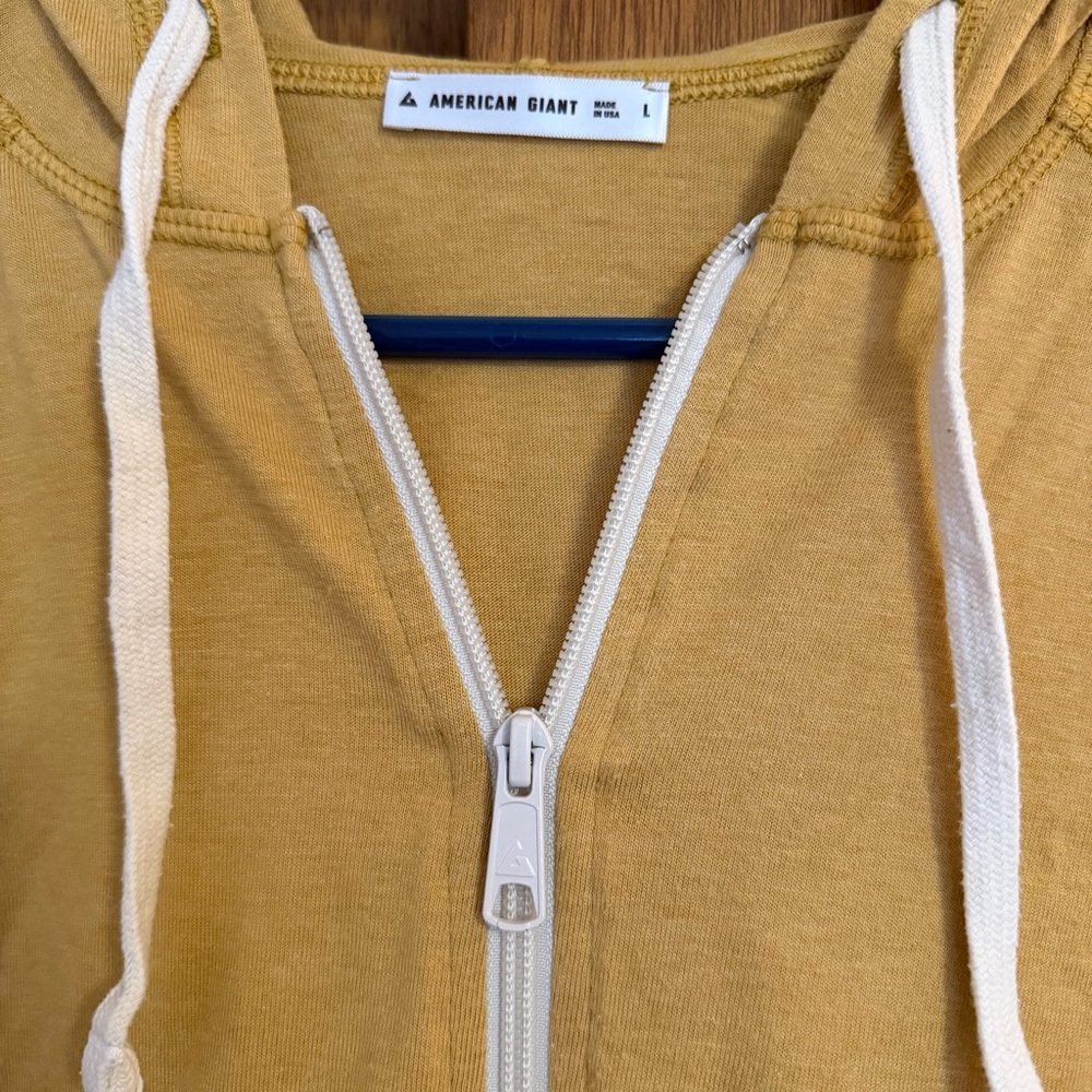 American Giant Mustard Lightweight Full ZipHoodie - Picture 2 of 4